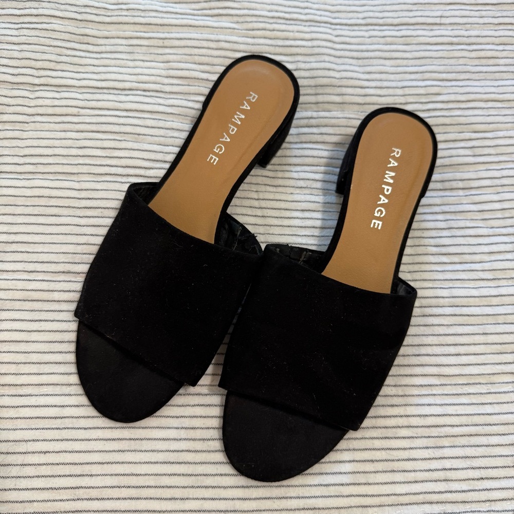 Rampage Y2K Black Block Heeled Sandals 9